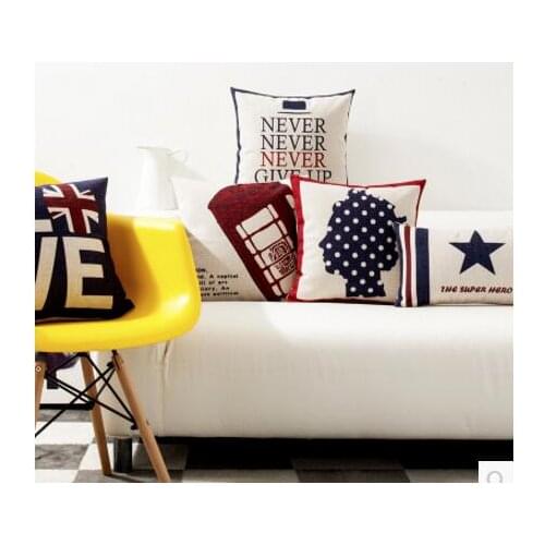 Simple modern British stlyle square cushion cover cotton linen throw pillow cover square pillowcase bed office nap cushion case