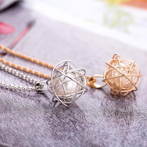 Retro Birds Nest Pearl Fashion Crystal Chain Long Style Sweater Chain Vintage Women Ball Pearl Necklace Pendant Jewelry