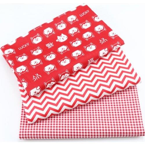 Red Japanese Fabric Printed Twill 100% Cotton Fabric, Patchwork Cloth, DIY Sewing Quilting Material For Baby & Child