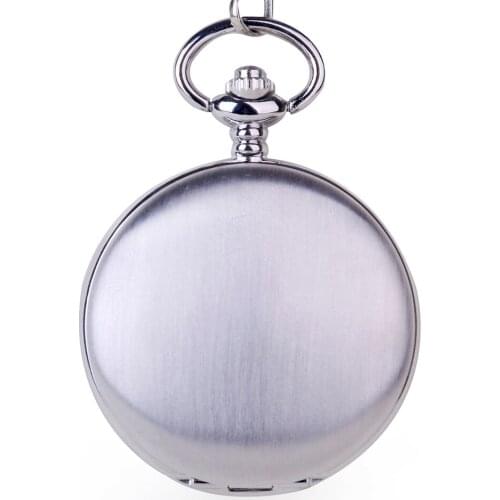 Silver Double Open Side Pocket Watch Fashion Mechanical Unisex Style Luxury Fob Pocket Watch With Chain