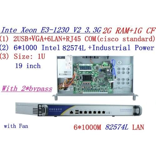 Routeros 1U network Firewall with six intel PCI-E 1000M 82574L Gigabit LAN Inte Quad Core Xeon E3-1230 V2 3.3Ghz 2G RAM 1G CF