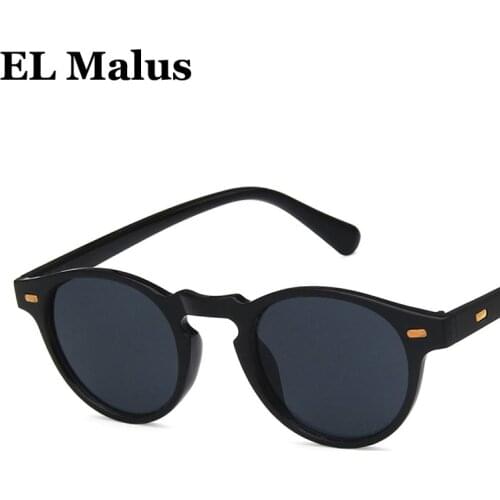 [EL Malus]Retro Small Oval Frame Sunglasses Mens Womens Dark Green Lens Mirror Vintage Leopard Shades Brand Designer Sun Glasses