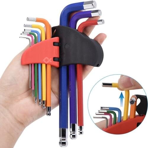 Allen Key Universal 9Pcs Ball End Hand Tools Kit Allen Socket Wrenches Sets Metric And Standard Hex Screwdriver Hexagon Spanner