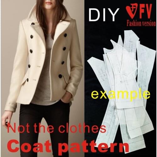 Pattern Making Womens Handsome Short Double-breasted Coat 1:1 Garment Sewing Drawing BFY-52