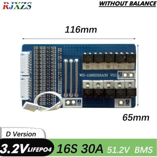 16S 30A 51.2V lifepo4 BMS PCM battery protection board bms pcm for lifepo4 battery packs