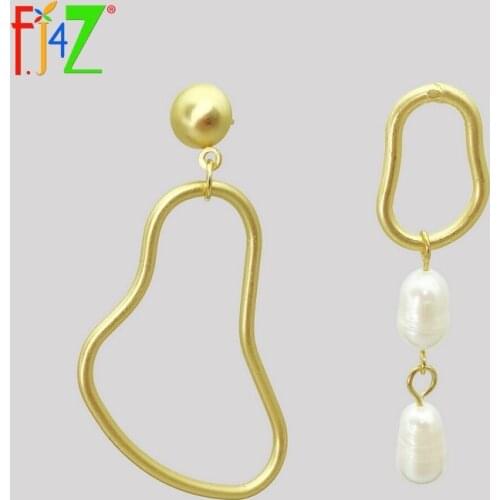 F.J4Z Top Trending Earrings for Women Irregular Shape Alloy Simulated Pearl Woman Drop Earring Accessories pendientes