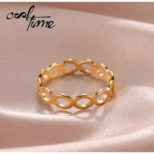 COOLTIME Minimalist Hollow Infinity Rings for Women Gold Color Stainless Steel Finger Rings Fashion Jewelry Wedding Gifts