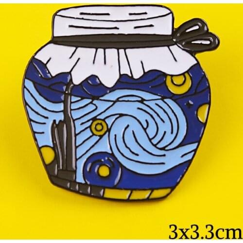 Wilderness Pins Rock Badges on Clothes Badges DIY Sea Wave Metal Badges on A Backpack Van Gogh Badges Jeans Shirt Handbag