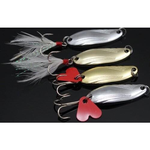 1pcs Metal Trout Spoon Fishing Lures 8g 4cm Pesca Wobbler Spinner Artificial Hard Baits Shell stripe Noise Bass Peche Isca