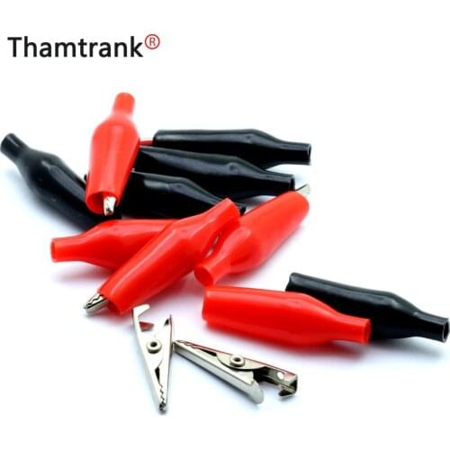 10pcs/lot 28MM Metal Alligator Clip G98 Electrical Clamp for Testing Probe Meter Black and Red with Plastic Boot