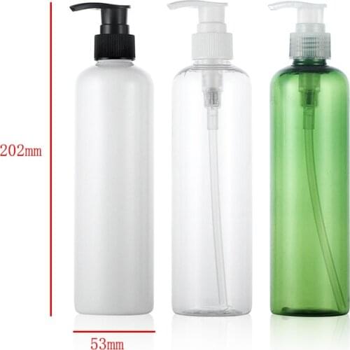 20pcs/lot 300ml round lotion pump shampoo bottle containers for cosmetic packaging ,white PET bottle with liquid soap dispenser