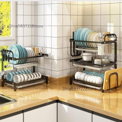 304 stainless steel dish rack drain rack kitchen shelf to dry dishes, dishes, knives, utensils, tableware storage box