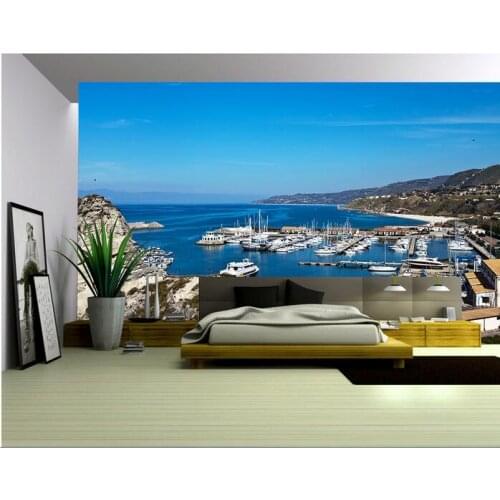 3d wallpaper custom photo mural Mediterranean Sea gulf yacht scenery painting 3d wall murals wallpaper for living room decor