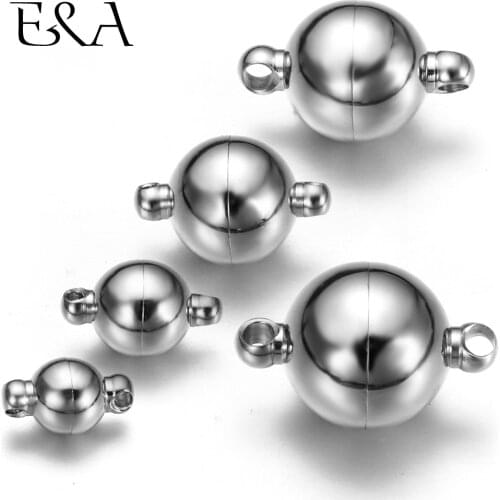 4pcs Stainless Steel Magnetic Clasp Round Ball Leather Cord Clasps Bracelet Magnet Buckle DIY Parts for Jewelry Making Supplies
