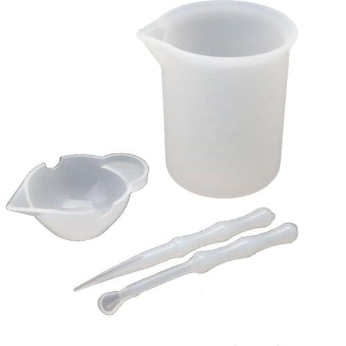 4Pcs Reusable Washable Silicone Resin Mixing Measuring Divided Cups Tools Kit Sticks Spoon UV Epoxy Resin Jewelry Tools