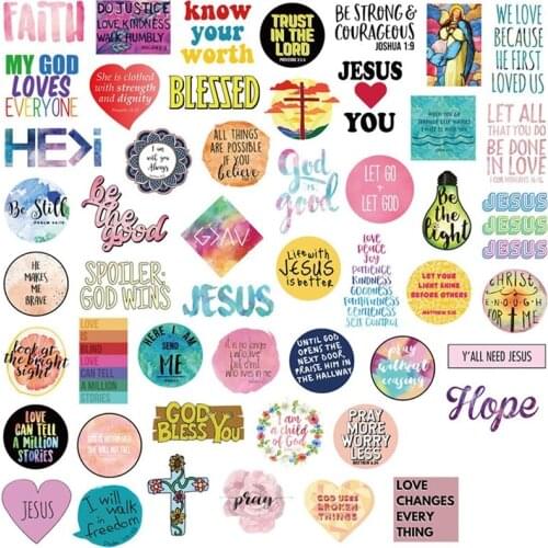 50Pcs/Set Wholesale Jesus The God Christian Faith Stickers Car Luggage Helmet Laptop Skateboard Guitar Decal Kids Gifts