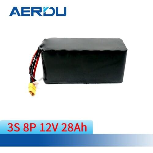 AERDU 12V 3S8P 28Ah Battery Back 18650 Li-Ion 3500mah Cells XH XT60 500Watt High Power Motor Scooter Light electric Bait Boat