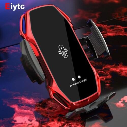 Automatic Clamping 10W Fast Car Wireless Charger for Samsung S10 iPhone 11 Pro XS Infrared Sensor Qi Charging Phone Holder Mount