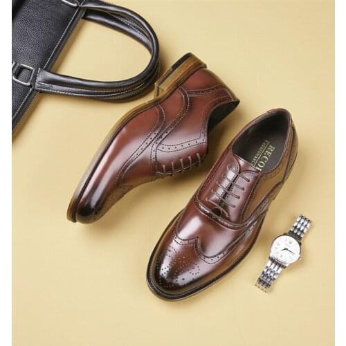Europe United States big ssize four seasons wear brogue leather shoes men business suit gentleman men shoes breathable