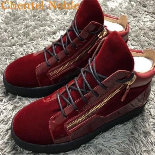 Brand Chentel Flock Leather Spring Men Casual Shoes Party Shoes Men Flats Sneakers Zipper Lace-Up Unisex High Quality Male