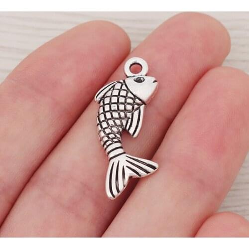 20pcs/lot Goldfish Carp Fish Charms Pendants Beads Fit DIY Necklace Jewelry Handmade Making Findings 32x13mm