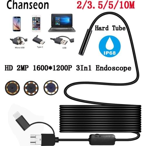 Chanseon HD1200P Android 8MM Micro USB Type-c USB 3In1 Computer Endoscope Borescope Waterproof Inspection Mini USB Video Camera