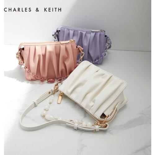 CHARLES&KEITH New Arrival for Summer 2021 CK2-20270749 Womens pleated chain underarm bag