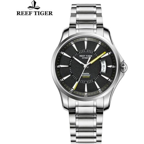 Reef Tiger/RT Sports Watch Super Luminous Stainless Steel Watches With Big Date Automatic Watch for Men RGA166