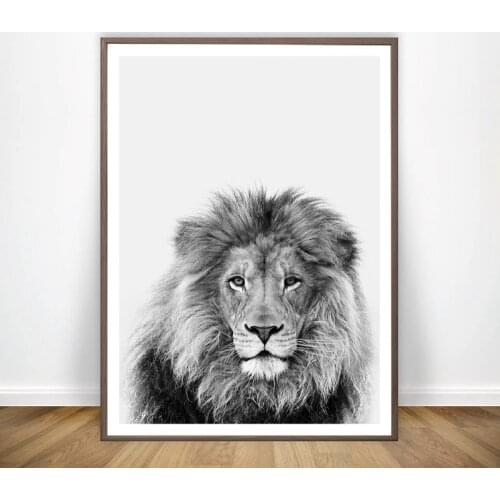 Black and White Animal Lion Wall Art Decor Canvas Painting Poster Wall Picture Safari Lion Photo Prints Modern Home Room Decor