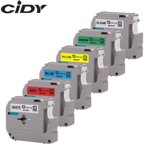 CIDY Compatible brother M-K231 MK231 MK 231 MK-231 black on white 12mm laminated strong adhesive label tapes for PT-80 PT-70