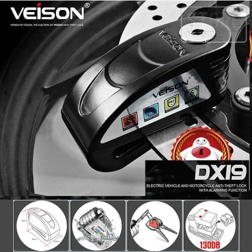 Veison Motorcycle Alarm Disc Lock Bike Waterproof Disc Lock Warning Security Anti theft Brake Rotor Bicycle Lock