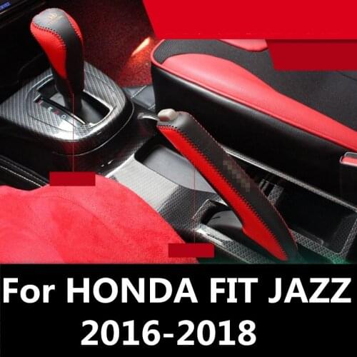 For HONDA FIT JAZZ 2016-2018 Leather Center Console Gear Shift decorative Sleeve Handbrake Protective Sleeve Auto Accessories