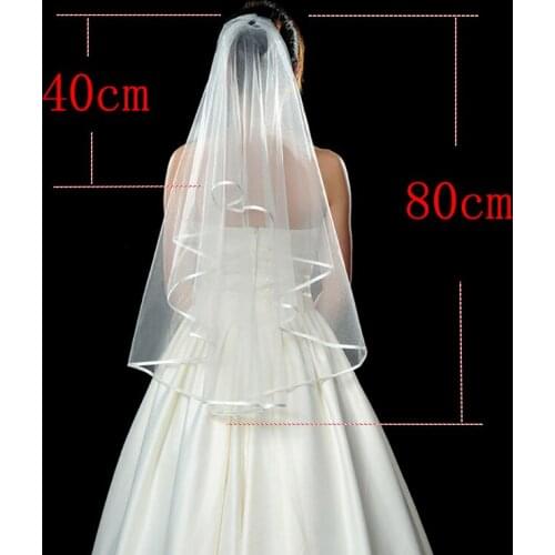 White Ivory Two Layers Bridal Veils Ribbon Edge Wedding Simple Two Layers Short Women Veils ACCESSORIES VELO