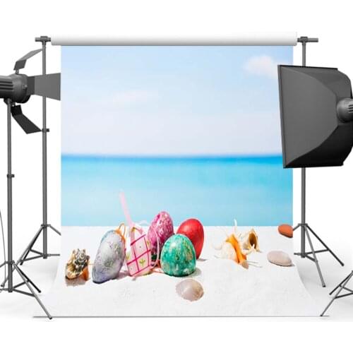 Mehofoto Sandy Beach Eggs Background Photography Blue Sky Sea Shell Backdrops Photo Custom GE-428