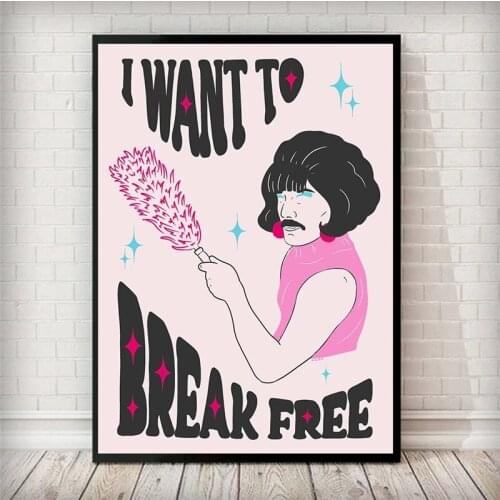Freddie Mercury I want to break free art canvas print queen music album poster rock music star prints home decoration painting