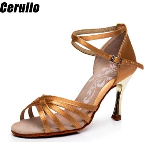 Hot selling Women Dancing Shoes New galvanized high heel 7.5 / 8 cm ladies soft bottom standard Latin dance shoes A315