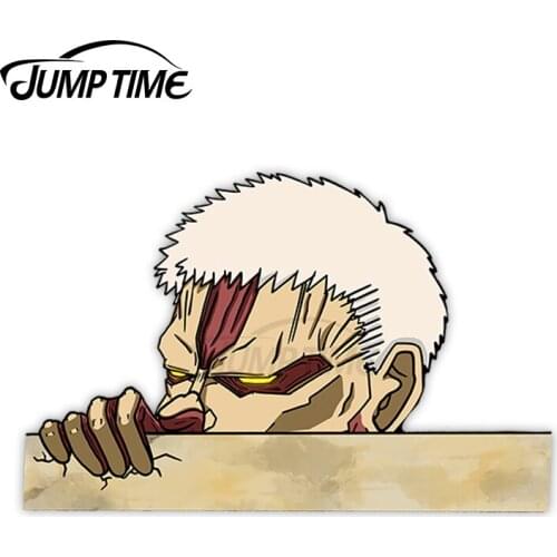 JumpTime 13 x 4.2cm Armored Titan Peeker Personality Creative Car Stickers Vinyl Material Decal Windshield Fashion Scratch-Proof