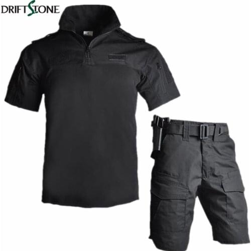 Camouflage Men Tactical Uniform Summer Short Sleeve Military T-shirts and Combat Pants US Army Airsoft Paintball Clothing Suit