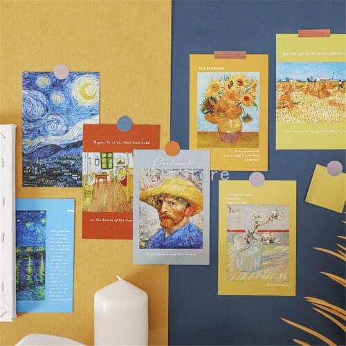 15 Pcs Nordic Classical Oil Painting by Van Gogh Card Sticker Photo Wall Decoration Background Photo Wall Sticker Diy Home Decor