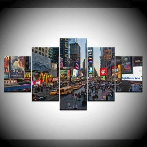 Dynamic Noisy Modern New York 5 Panel Canvas Picture Print Wall Art Canvas Painting Wall Decor for Living Room Poster No Framed