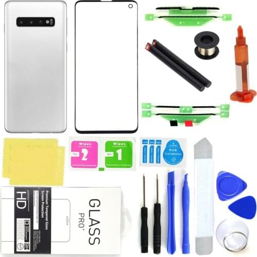 Outer Front Glass Screen Repair Kit for Samsung Galaxy S10 Plus LCD Screen Touch Panel Outer Lens+UV Glue Tools