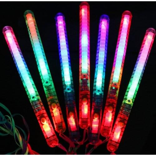 Colorful flashing birthday christmas party wholesale lanyard led electronic glow rainbow concert cheer props light gift sticks