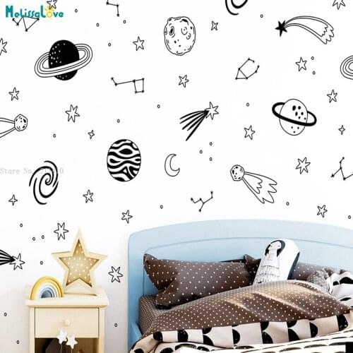 Creative Universe Star Wall Sticker Self Adhesive Vinyl Waterproof Decals For Kids Room Living Room Home Decor Art Murals YT4894