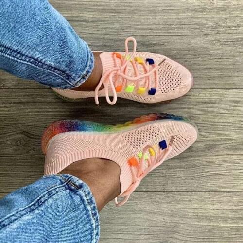 Hot sale autumn, winter and summer new style woven mesh color sports shoes, casual flat shoes, womens walking shoes