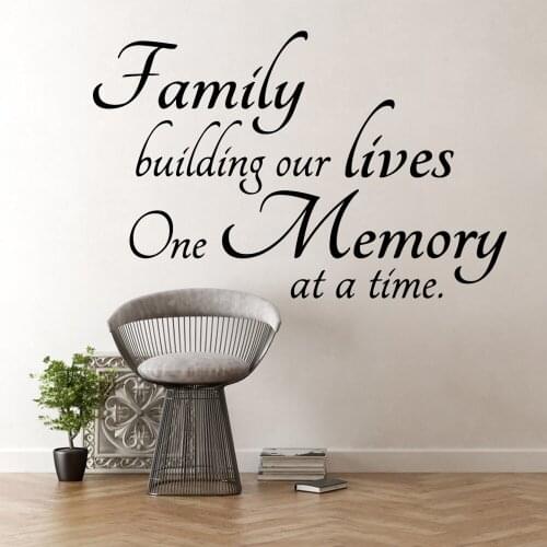 Cartoon Style family building our lives one memory at a time Nursery Wall Stickers Vinyl Art Decals Living Room Bedroom Decor