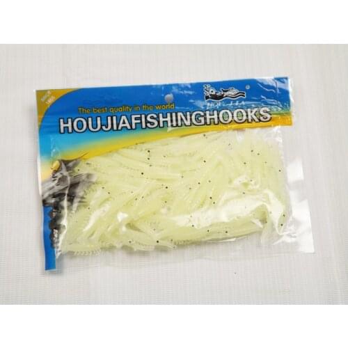 100pcs Mini Luminous Shrimp Soft Fishing Lures Plastic Sea Fishing Light Green Glow In night Fishing Bait