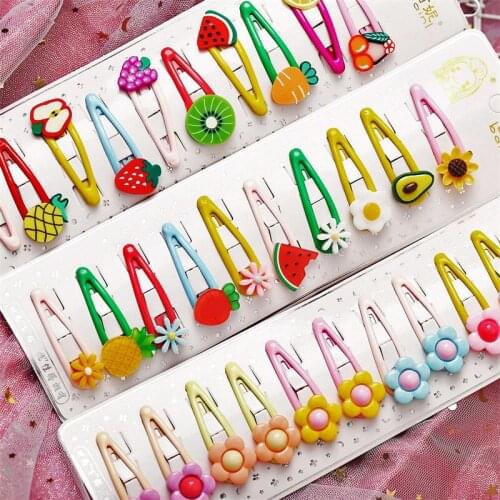 Girl Fruit Colorful Hair Clip Set Headwear Shell Mixed Group Imitation Cute Hairpins Barrettes Hair Accessories 2021 Summer New