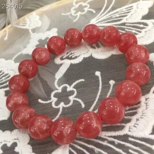11.5mm Natural Red Rose Rhodochrosite Gemstone Bracelet Round Beads Stretch Women Fashion Jewelry AAAAA