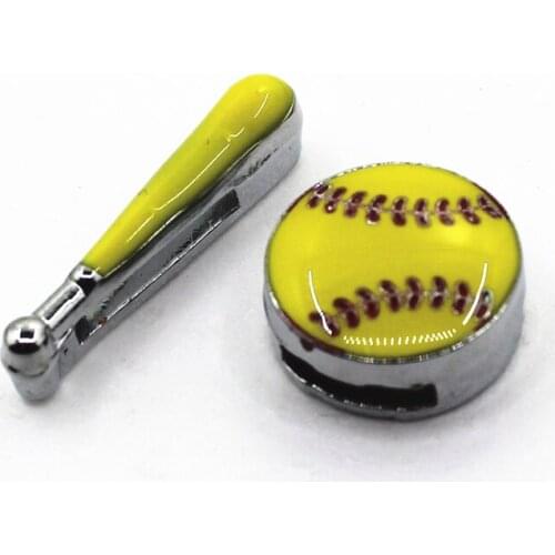 New Arrive 10pcs/lot Baseball bat Sport Slide Charms alloy slide charms Fit 8mm DIY Bracelets Belts Wristband & Bracelet Jewelry