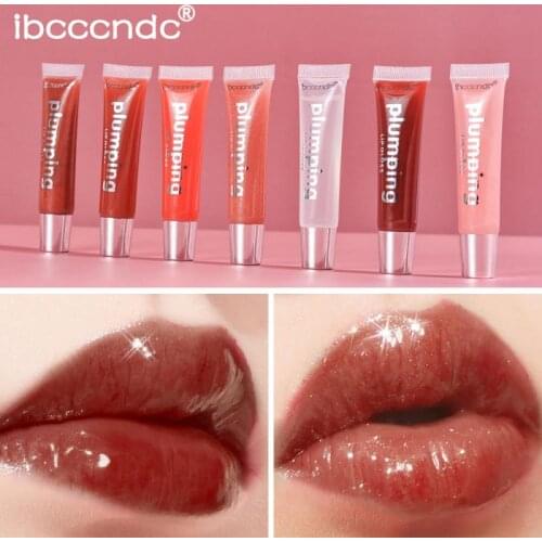 Plump Lip Makeup Lip Gloss Lasting Moisturizing Transparent Tube Jelly Liquid Lipstick Non-stick Cup Non-fading Lip Glaze TSLM1